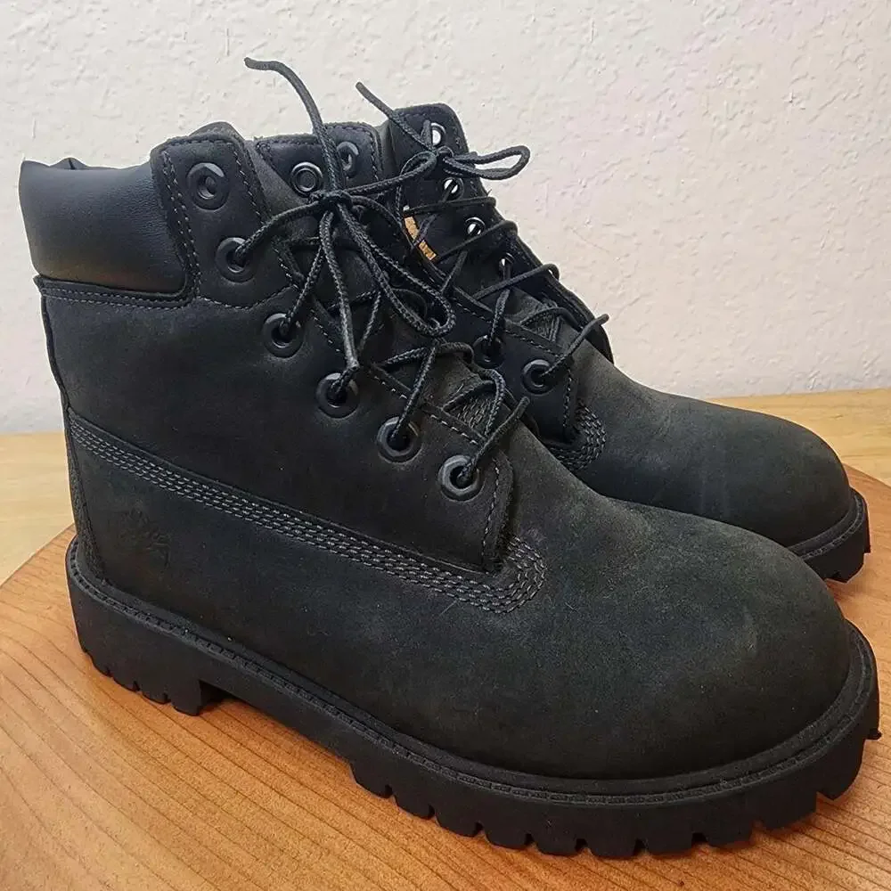 Timberland Boots Kids Size 4M Black Nubuck Insulated Ankle Lace Up 12907